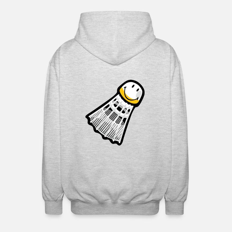 Smiley Badminton - Unisex hættejakke. - lysegrå meleret
