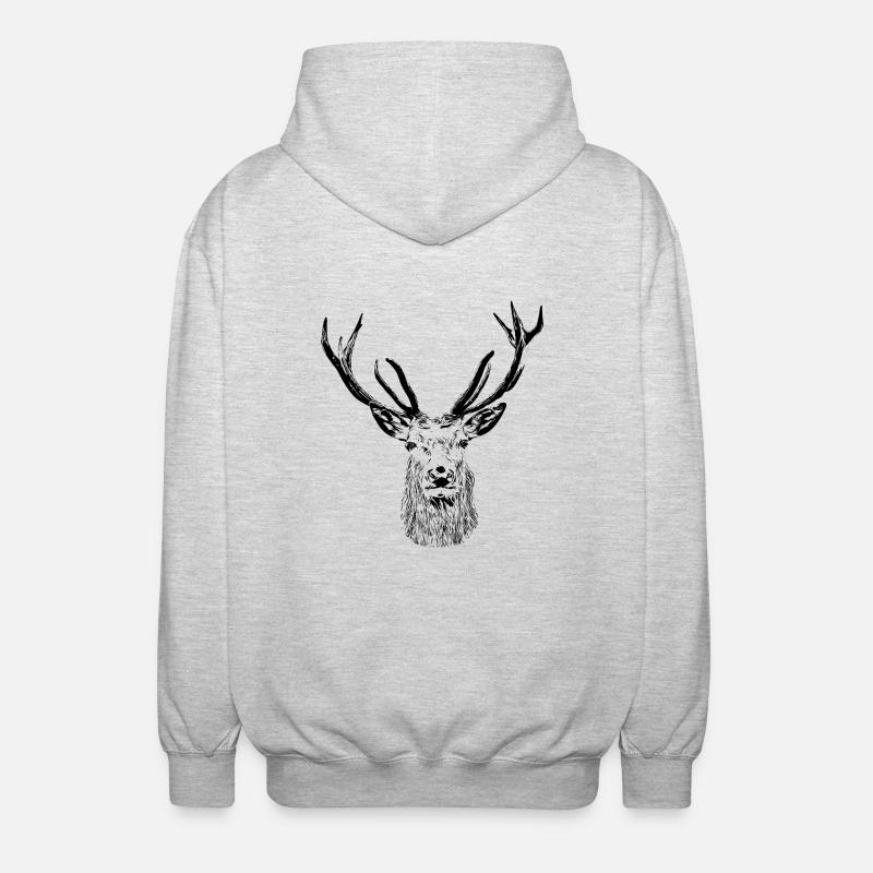 Cerf majestueux – sauvage et élégant - Veste à capuche unisexe - gris clair chiné