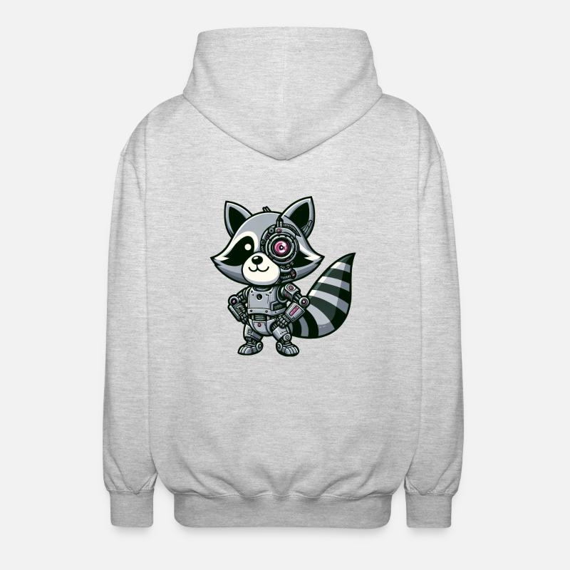 Cooler Waschbär Roboter - Unisex Kapuzenjacke - Hellgrau meliert