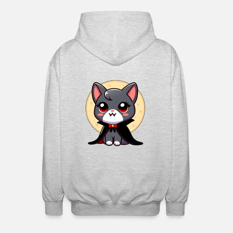 Halloween Cat Vampire Bat Cute - Unisex Hooded Jacket - light heather grey