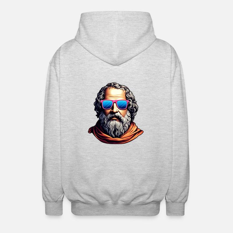 Retro Philosopher Bust - Unisex Hooded Jacket - light heather grey