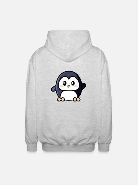 Mignon pingouin agitant - Veste à capuche unisexe - gris clair chiné