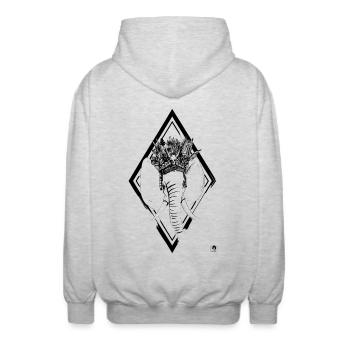 Elephant - Unisex Hooded Jacket - light heather grey - Back - AI Model Male 185 light (185cm)