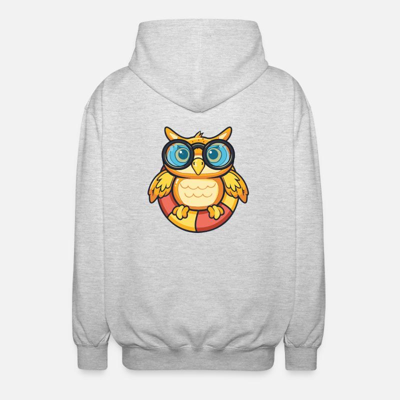 Eule Comic Cool - Unisex Kapuzenjacke - Hellgrau meliert