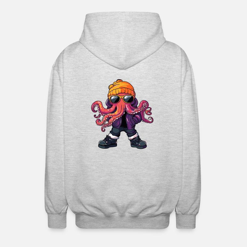 Oktopus Cool Comic - Unisex Kapuzenjacke - Hellgrau meliert
