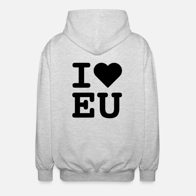 i love eu - Unisex Kapuzenjacke - Hellgrau meliert