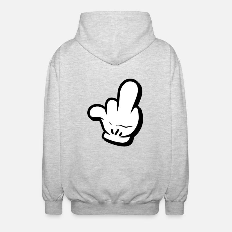 Middle finger comic style - Unisex Hooded Jacket - light heather grey