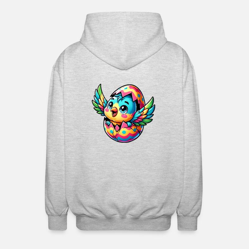 Easter Parrot Hatches from Egg - Unisex Hooded Jacket - light heather grey