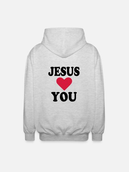 Jesus - Veste à capuche unisexe - gris clair chiné
