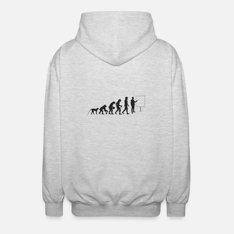 Lehrer Evolution - Unisex Kapuzenjacke - Hellgrau meliert