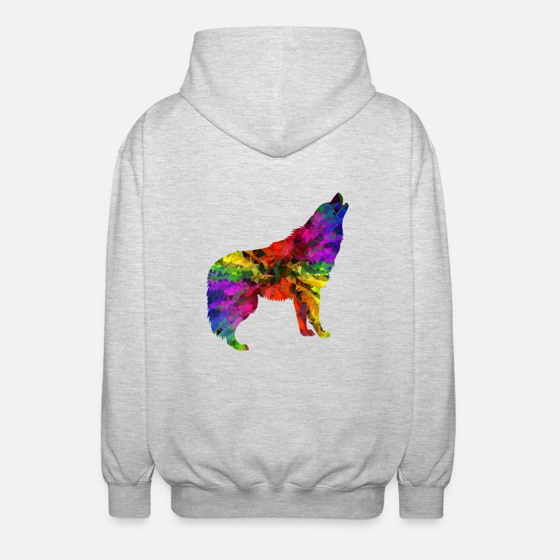 Regenbogen Wolf Edition 2 - Unisex Kapuzenjacke - Hellgrau meliert