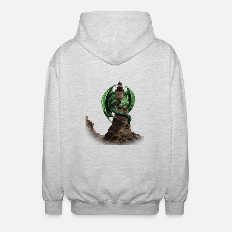 Drachen Leuchtturm von Custom - Unisex Kapuzenjacke - Hellgrau meliert