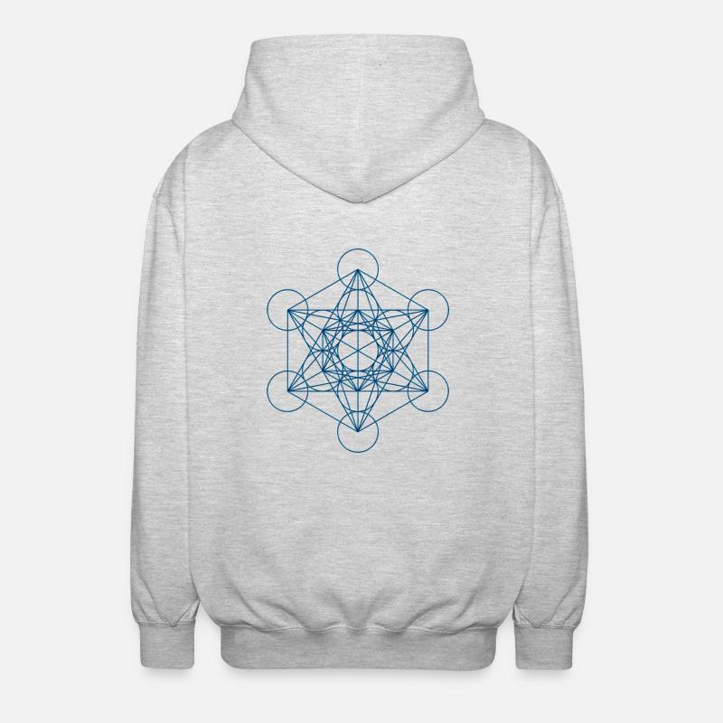 Le cube de Metatron - bleu - Veste à capuche unisexe - gris clair chiné