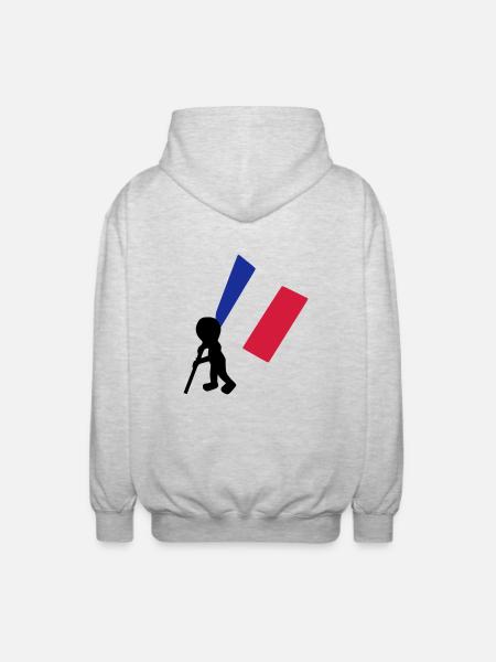porte drapeau francais - Veste à capuche unisexe - gris clair chiné