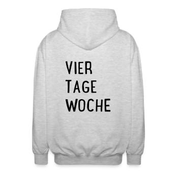 Vier Tage Woche - Unisex Kapuzenjacke - Hellgrau meliert - Hinten - AI Model Male 185 light (185cm)