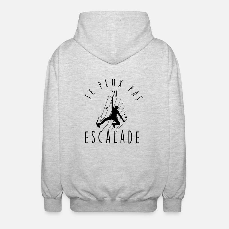 Je peux pas, j'ai escalade. - Veste à capuche unisexe - gris clair chiné