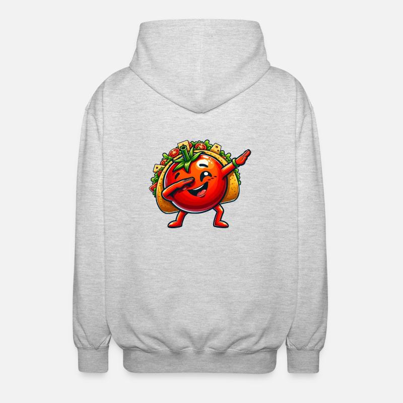 Taco mit Tomate Dabbing Comic - Unisex Kapuzenjacke - Hellgrau meliert