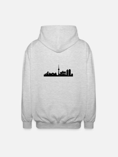 Berlin Skyline - Unisex Kapuzenjacke - Hellgrau meliert