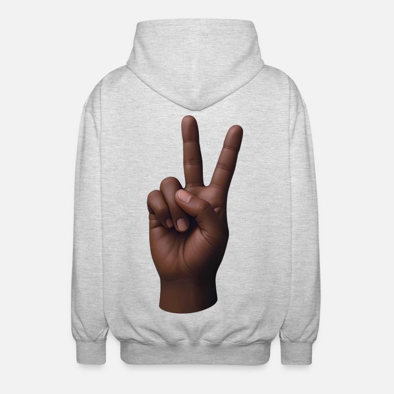 PEACE HAND #3 – Frieden & Liebe - Unisex Kapuzenjacke - Hellgrau meliert
