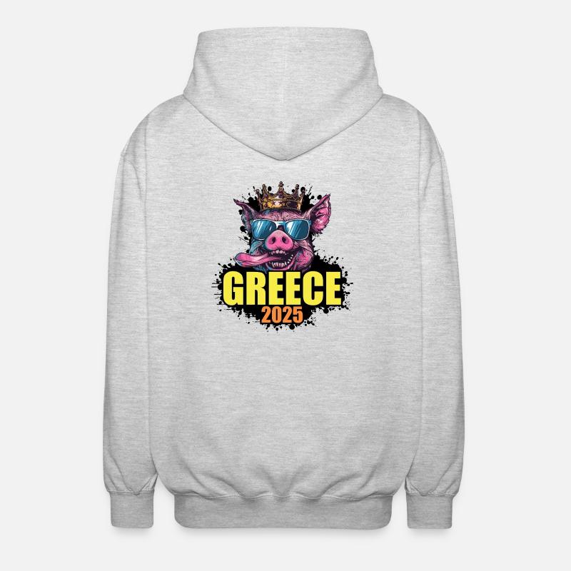 Grèce 2025 Cochon - Veste à capuche unisexe - gris clair chiné