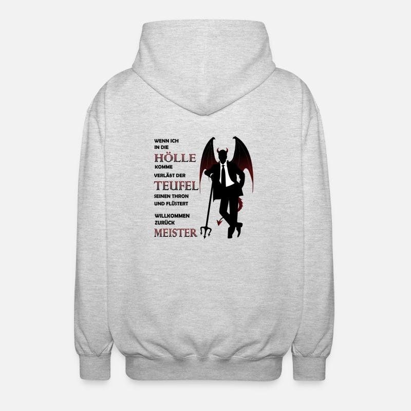 Devil Satan Lucifer Hell Halloween - Unisex Hooded Jacket - light heather grey