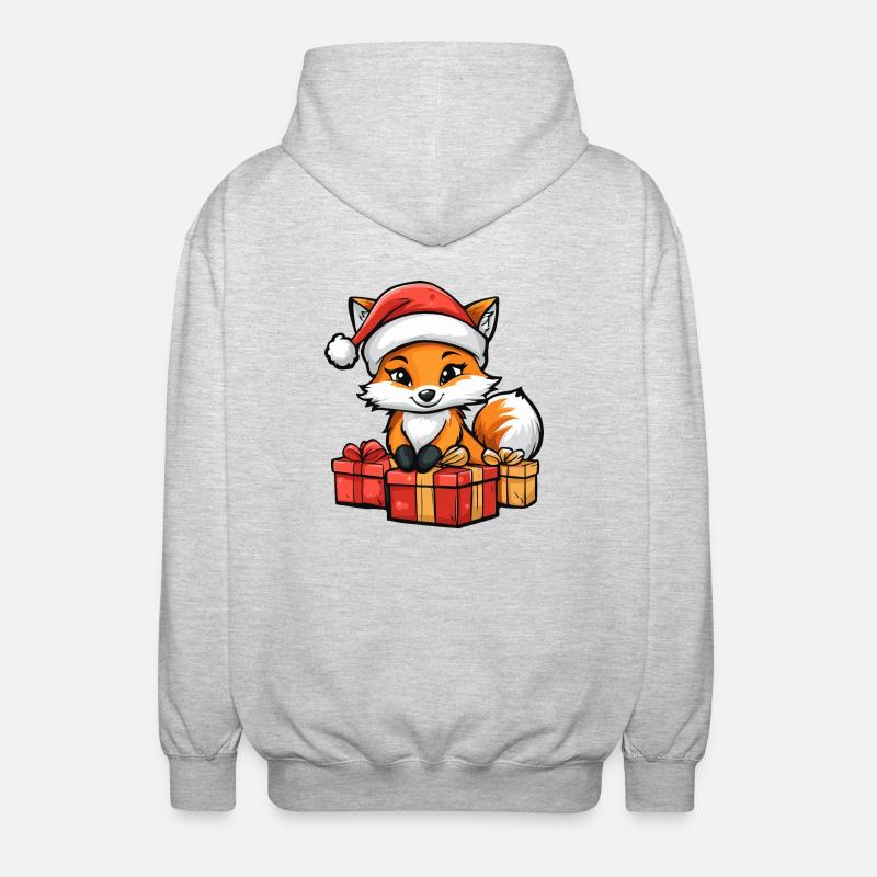 Fuchs Weihnachten Comic Geschenke - Unisex Kapuzenjacke - Hellgrau meliert