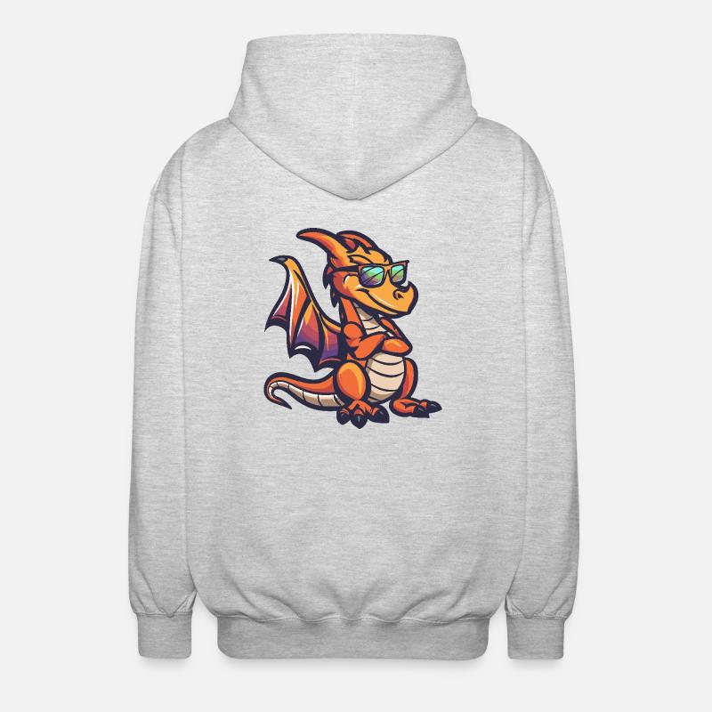 Drache Cool Comic - Unisex Kapuzenjacke - Hellgrau meliert