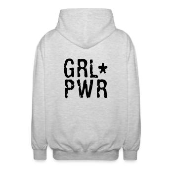 Girl Power - Unisex Kapuzenjacke - Hellgrau meliert - Hinten - AI Model Male 185 light (185cm)