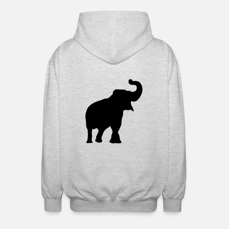 Elefanten Silhouette Schatten shadow3 - Unisex Kapuzenjacke - Hellgrau meliert