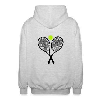 Tennisschläger - Unisex Kapuzenjacke - Hellgrau meliert - Hinten - AI Model Male 185 light (185cm)