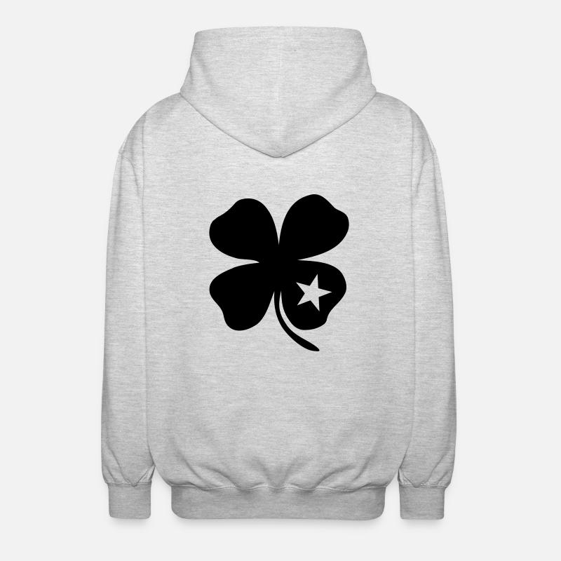 Glücks Kleeblatt - Unisex Kapuzenjacke - Hellgrau meliert