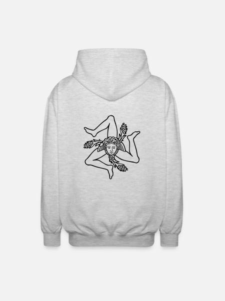 Sizilien Trinacria sizilianische Flagge Sicilia - Unisex Kapuzenjacke - Hellgrau meliert