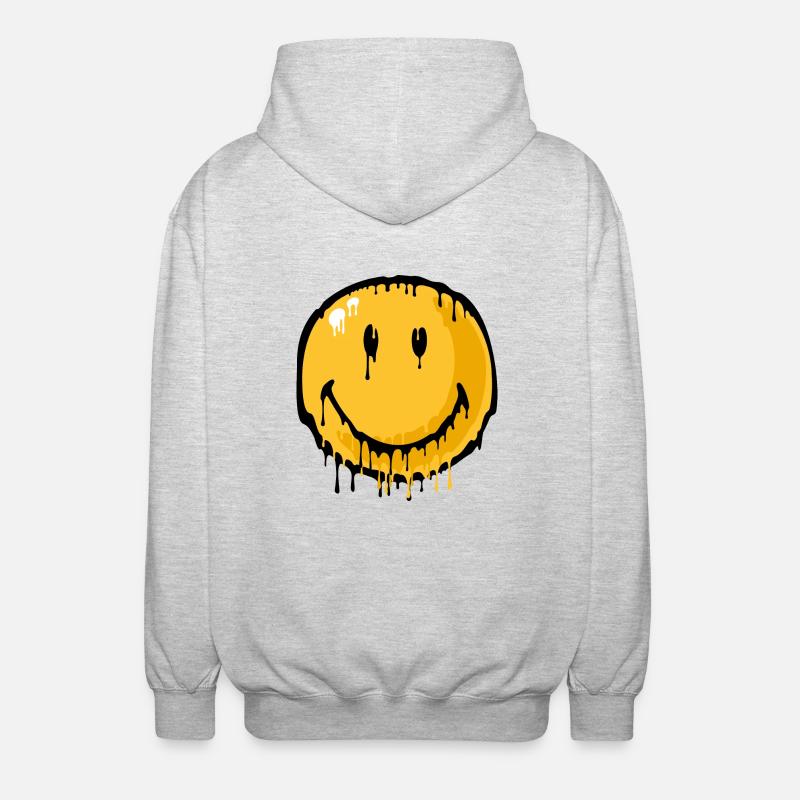 Smiley drip - Unisex hættejakke. - lysegrå meleret
