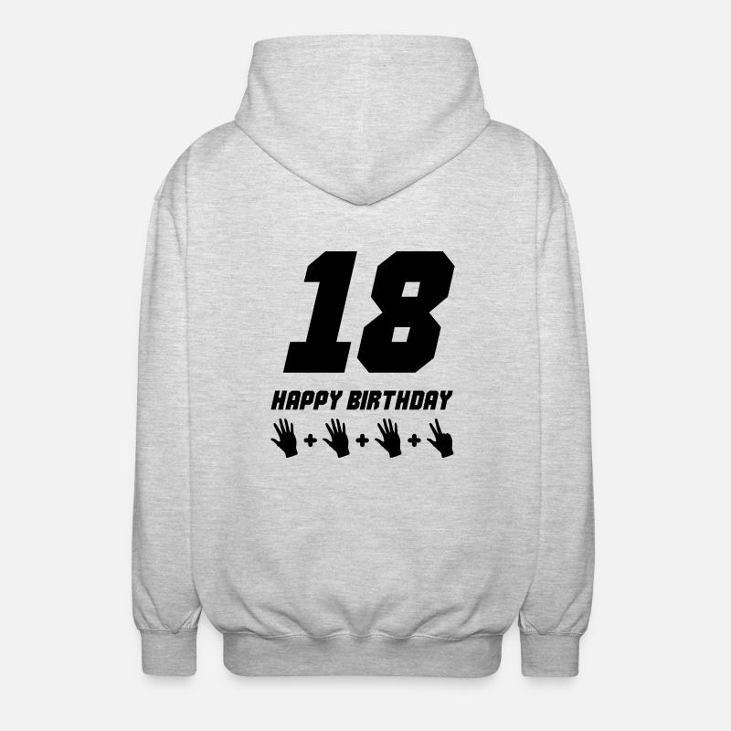 Joyeux anniversaire 18 - Veste à capuche unisexe - gris clair chiné