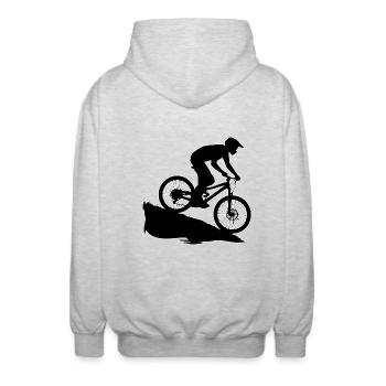 Downhill Biker Umriss - Unisex Kapuzenjacke - Hellgrau meliert - Hinten - AI Model Male 185 light (185cm)