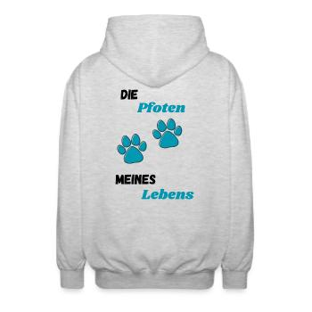 Die Pfoten meines Lebens - Unisex Kapuzenjacke - Hellgrau meliert - Hinten - AI Model Male 185 light (185cm)