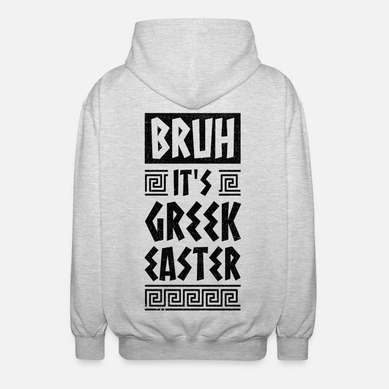 Pasqua greca Fratello È Pasqua greca Buona Pasqua - Felpa unisex con cappuccio - grigio chiaro melange