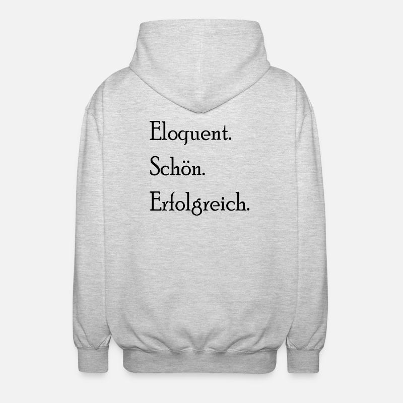 Éloquent. Sympa. Avec succès. Déclaration - Veste à capuche unisexe - gris clair chiné