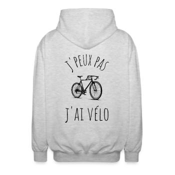I can't I have a bike - Unisex Hooded Jacket - light heather grey - Back - AI Model Male 185 light (185cm)