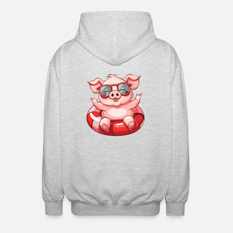 Cochon Bande Dessinée Cool - Veste à capuche unisexe - gris clair chiné