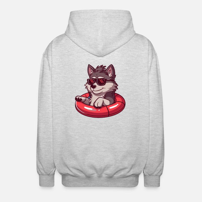 Loup Bande Dessinée Cool - Veste à capuche unisexe - gris clair chiné