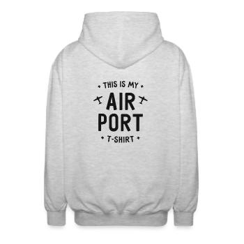 This is my Airport T-Shirt - Flughafen - Flugzeug - Unisex Kapuzenjacke - Hellgrau meliert - Hinten - AI Model Male 185 light (185cm)