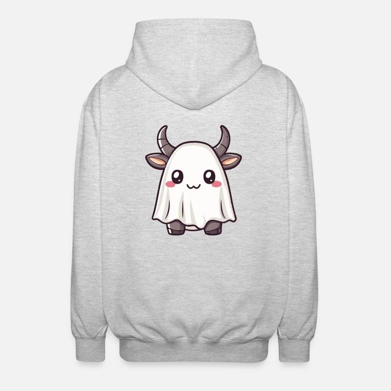 Bull Halloween Comic Ghost - Unisex Hooded Jacket - light heather grey