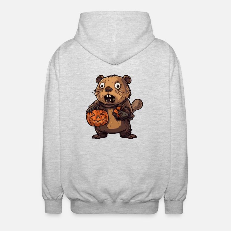 Beaver Halloween Comic Funny - Unisex Hooded Jacket - light heather grey