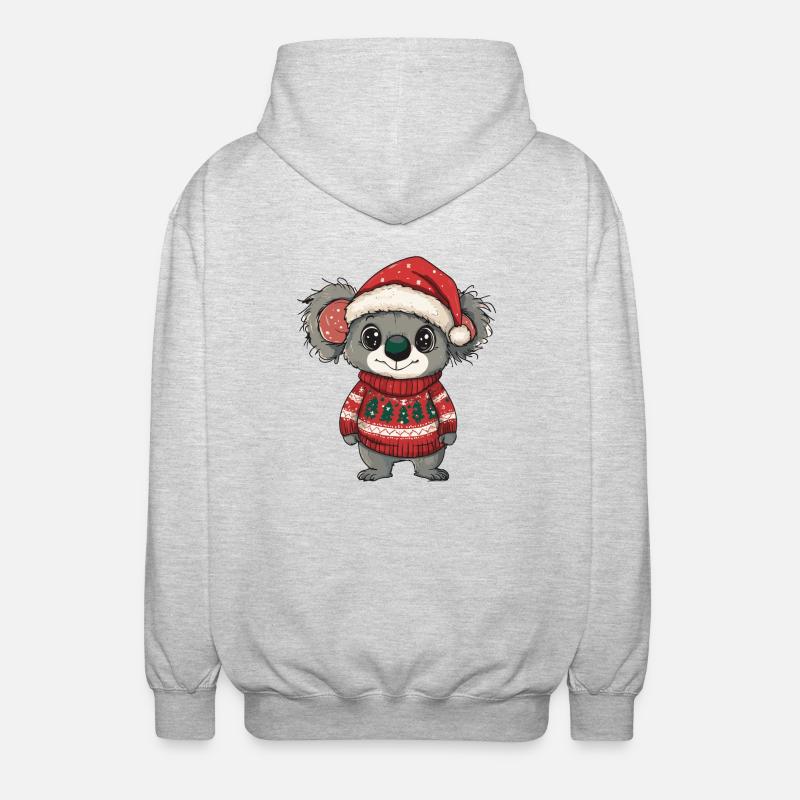 Koala Weihnachten Comic - Unisex Kapuzenjacke - Hellgrau meliert