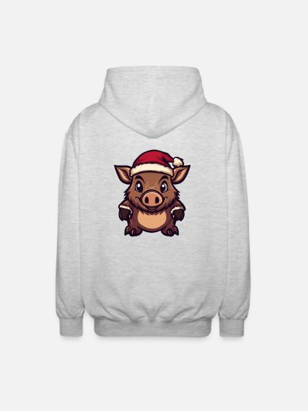 Cochon Noël Sanglier - Veste à capuche unisexe - gris clair chiné