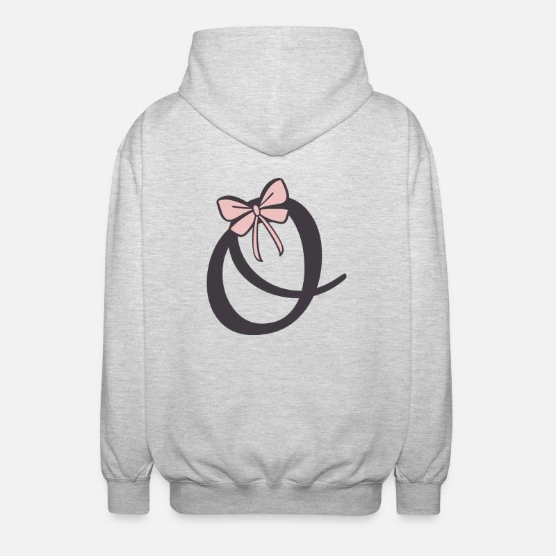 Anfangsbuchstabe O Schleifchen - Unisex Kapuzenjacke - Hellgrau meliert