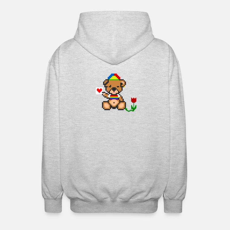 Pixel Bear Pride - Veste à capuche unisexe - gris clair chiné