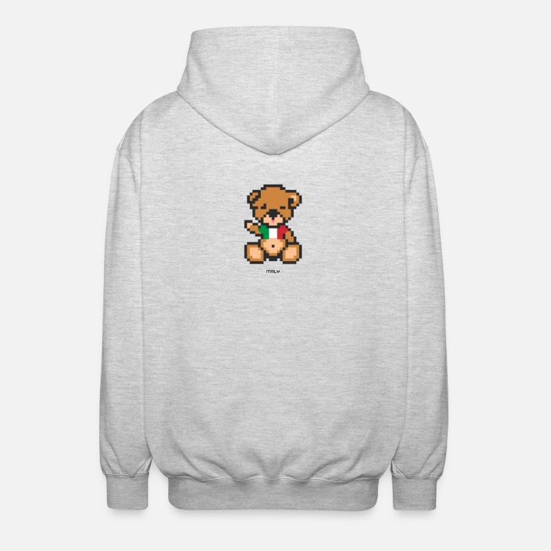 Pixel Bär Italien - Unisex Kapuzenjacke - Hellgrau meliert