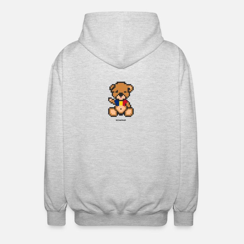 Pixel Bear Romania - Veste à capuche unisexe - gris clair chiné